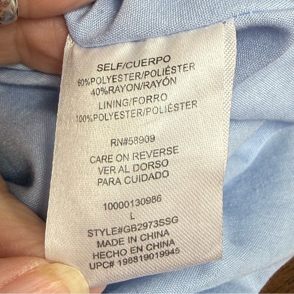 Gianni Bini Blue White Stripe Blouse Dolman Sleeve Lined Top Large Chic - Picture 8 of 10